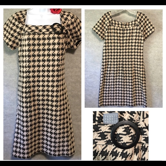 Y2K DRESS RABBIT RABBIT RABBIT HOUNDSTOOTH DRESS MEAN GIRLS CLUELESS PREPPY 10 - Picture 1 of 12